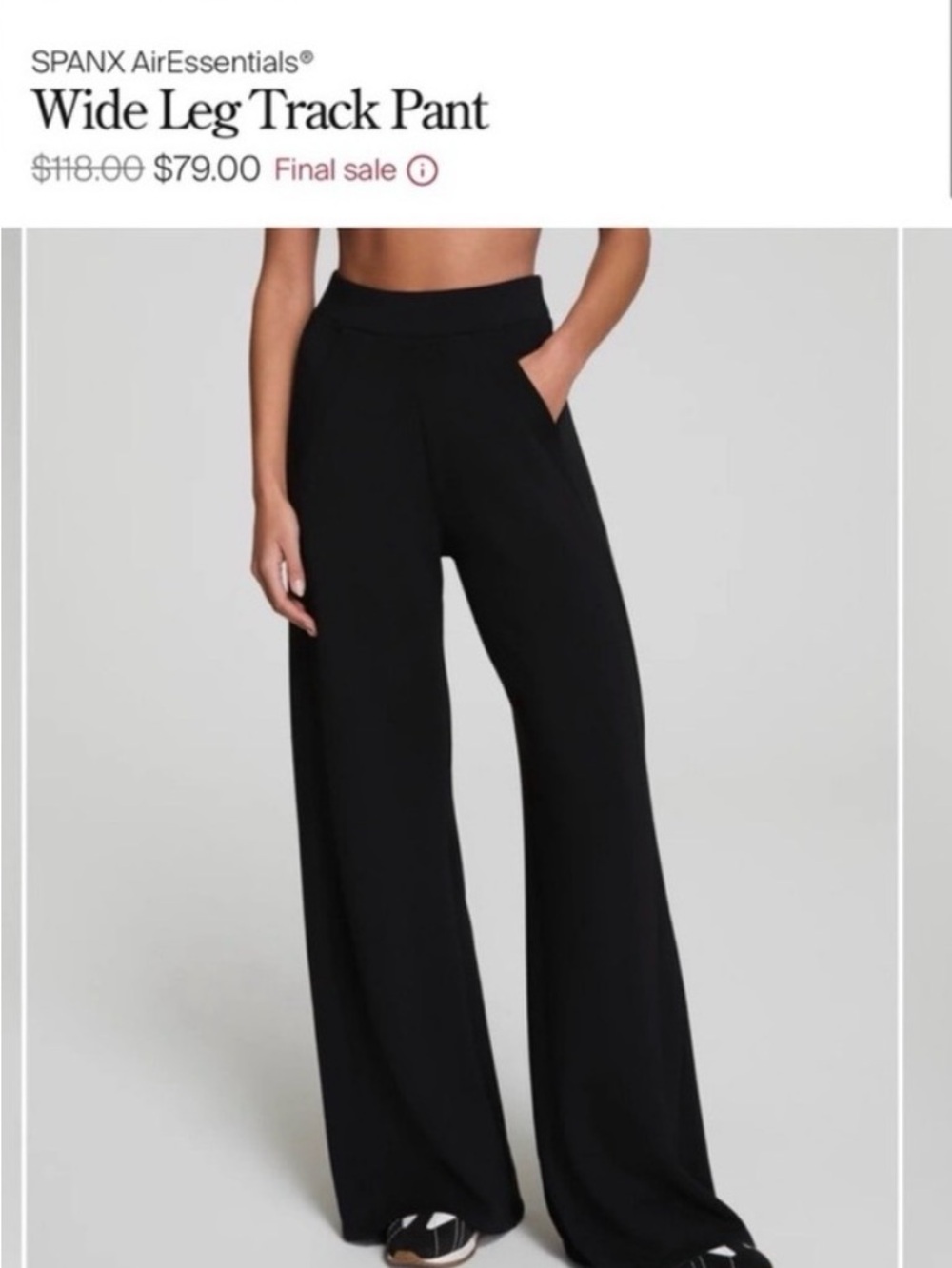 SPANX AirEssentials Wide Leg Track Pants Black XL Petite NWT